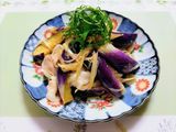 簡単夕飯!茹でなす豚しゃぶ大葉茗荷ポン酢