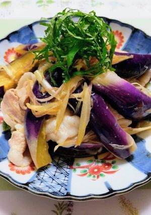 簡単夕飯!茹でなす豚しゃぶ大葉茗荷ポン酢-レシピのメイン写真