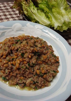 納豆とミンチのレタス包み-レシピのメイン写真