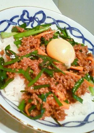 簡単☆お母様直伝♪にらミンチ丼-レシピのメイン写真