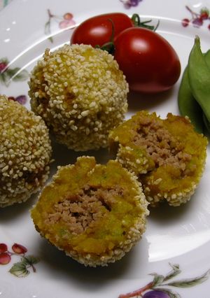 かぼちゃのしんびき粉揚げ-レシピのメイン写真