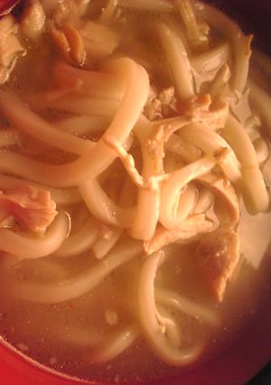 鶏ハムの茹で汁と鶏ハムのうどん-レシピのメイン写真