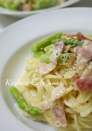 アスパラとベーコンのチーズクリームパスタ-レシピのメイン写真
