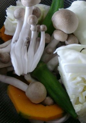 かぼちゃ＆しめじ＆オクラの蒸し野菜-レシピのメイン写真