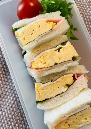 弁当前日に作るサンドイッチ。ハム卵チーズ-レシピのメイン写真