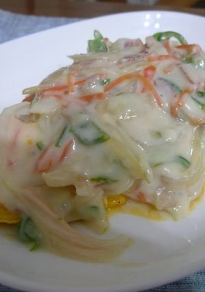 野菜たっぷり♪クリームソースのオムレツ-レシピのメイン写真