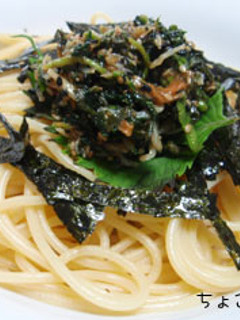 混ぜるだけ!野沢菜ちりめんの和風パスタ-レシピのメイン写真