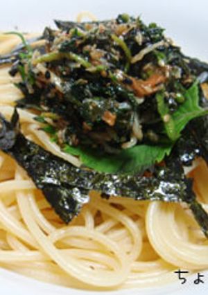 混ぜるだけ！野沢菜ちりめんの和風パスタ-レシピのメイン写真