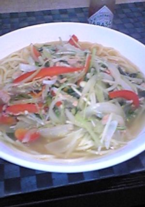ツナ缶でスープパスタ-レシピのメイン写真