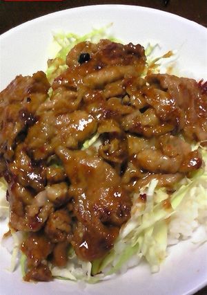 ガッツリ豚の味噌漬け丼(^-^)-レシピのメイン写真