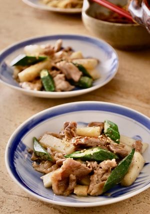 ☆豚肉と長芋、オクラのしょうが炒め☆-レシピのメイン写真