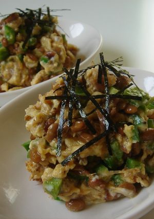 ピーマン入り☆ぐるぐる納豆。卵焼き-レシピのメイン写真