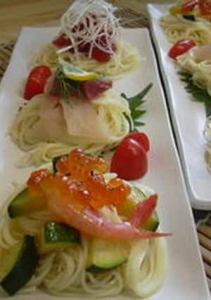 お刺身で豪華な飾りそうめん-レシピのメイン写真