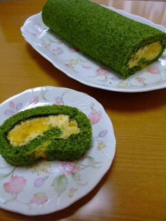 たっぷりかぼちゃの抹茶ロールケーキ-レシピのメイン写真