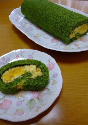 たっぷりかぼちゃの抹茶ロールケーキ-レシピのメイン写真