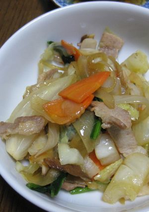 インスタントラーメンの調味料で肉野菜炒め-レシピのメイン写真