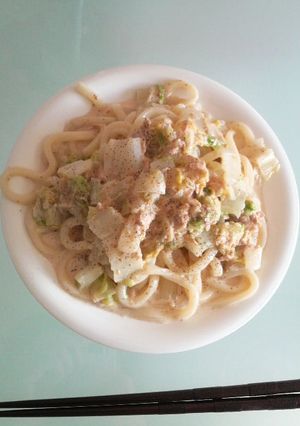 鶏のささ身と白菜の胡麻ドレ和えうどん-レシピのメイン写真