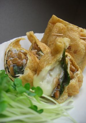 油揚げの焼き巾着♡納豆チーズ青じそしらす-レシピのメイン写真