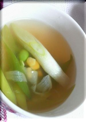 白葱とコーン・枝豆のコンソメスープ-レシピのメイン写真