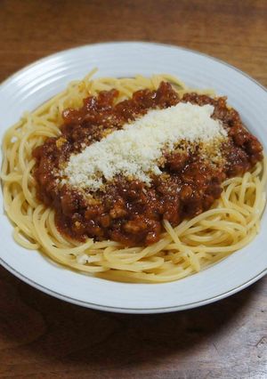うらごしトマトと粉末焼きそばソースでミートスパ-レシピのメイン写真