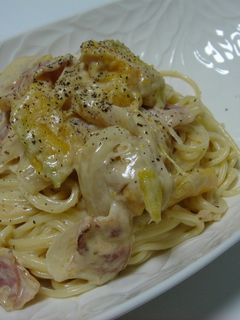 ベーコンとかぼちゃのクリームパスタ-レシピのメイン写真