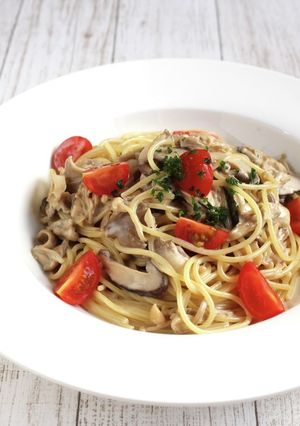きのこのニンニクオイスタークリームパスタ-レシピのメイン写真