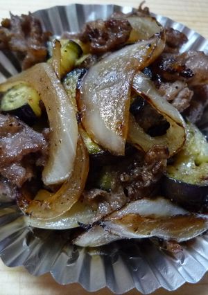 お弁当に☆ナス＆牛肉＆玉ねぎの炒め物-レシピのメイン写真