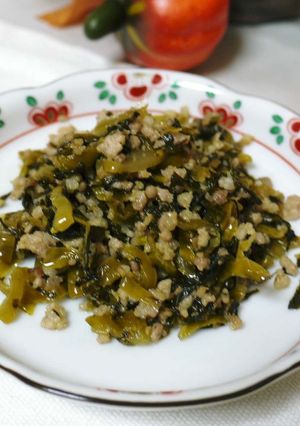 簡単お惣菜♪高菜と豚挽き肉の炒り煮　-レシピのメイン写真