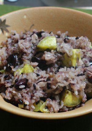 さつまいもと金時豆のおこわ(黒米入り)*-レシピのメイン写真