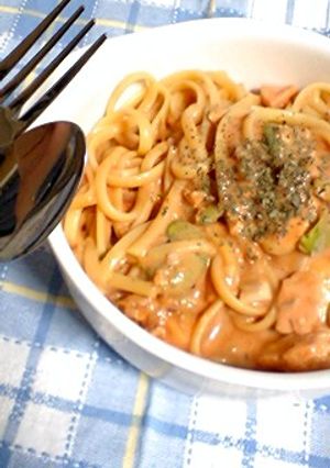 鮭とトマトのクリームスパゲッティ-レシピのメイン写真