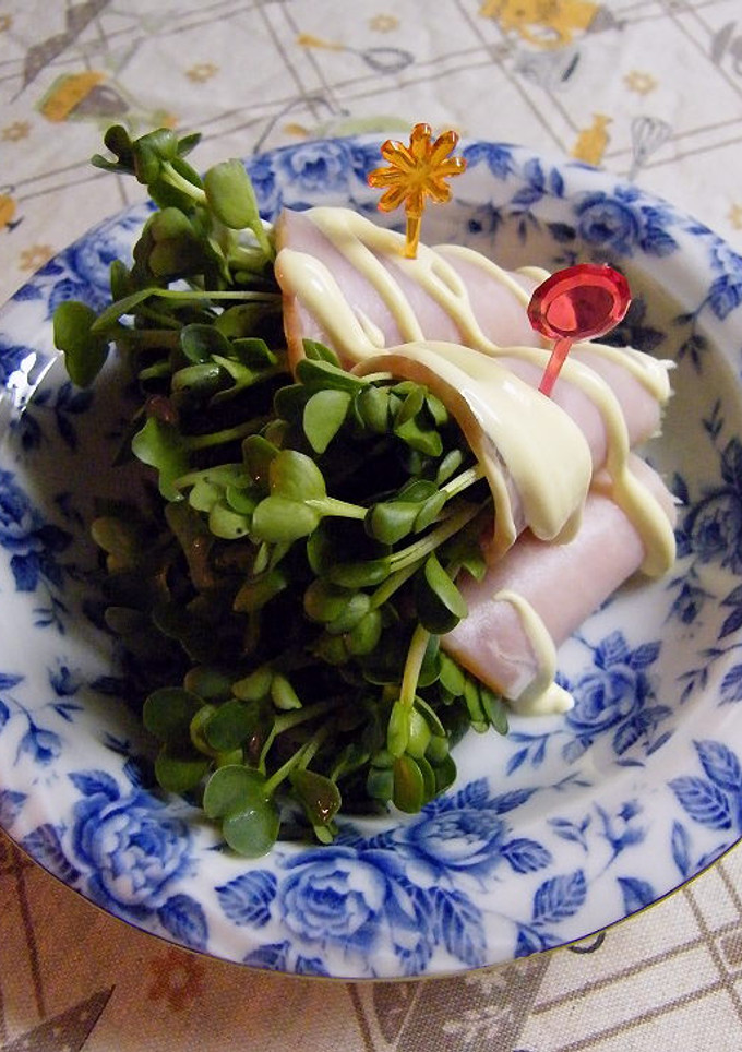 簡単すぎる前菜！ハムのかいわれ巻き-レシピのメイン写真