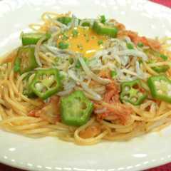รูปของ 超簡単！シラスとキムチの卵スパゲッティ～