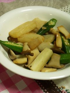 長いもとおくらの麺つゆバター炒め-レシピのメイン写真