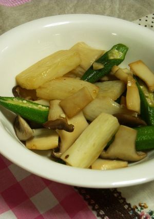 長いもとおくらの麺つゆバター炒め-レシピのメイン写真