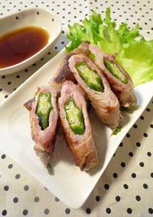 ポン酢でどうぞ！オクラとベーコンの肉巻き-レシピのメイン写真