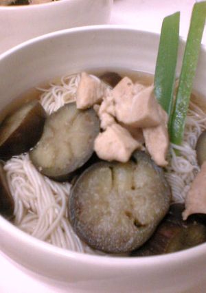 鶏肉となすのあったかそうめん♪-レシピのメイン写真
