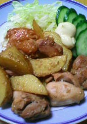 鶏肉とﾎﾟﾃﾄのしょうが焼き-レシピのメイン写真