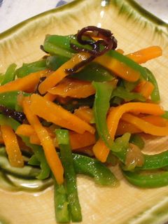 ピーマンと人参の塩昆布&梅肉和え-レシピのメイン写真