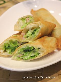 簡単お弁当 キャベツとハムチーの春巻き-レシピのメイン写真
