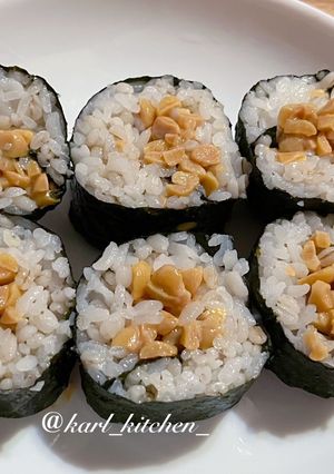 簡単麦ご飯ひきわり納豆巻き覚書-レシピのメイン写真