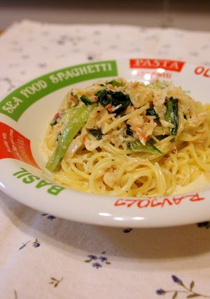 蟹と青梗菜のクリームスパゲティ-レシピのメイン写真