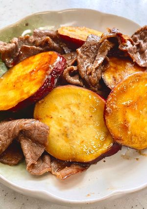 ニンニク香るさつまいもと牛肉炒め-レシピのメイン写真