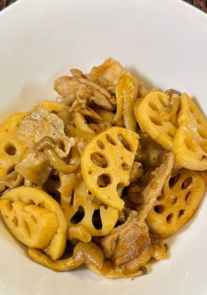 蓮根と豚バラの甘辛炒め-レシピのメイン写真