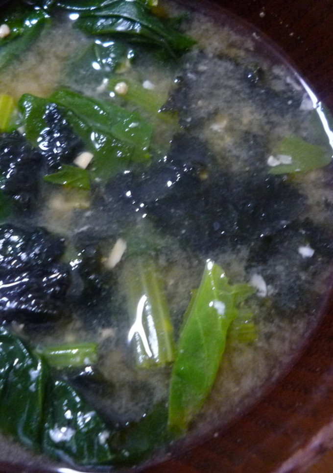 海苔とほうれん草のお味噌汁-レシピのメイン写真