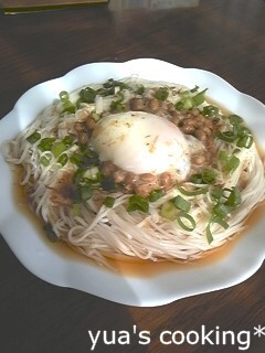 ネバトロ!!納豆と温玉のせそうめん-レシピのメイン写真