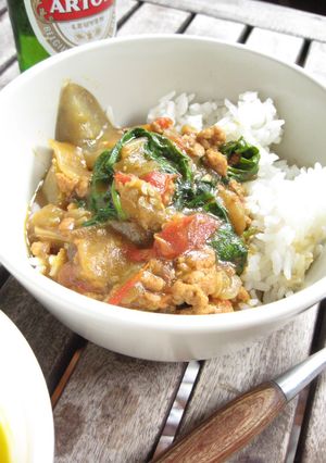 夏野菜☆ナス&ほうれん草のトマトカレー-レシピのメイン写真