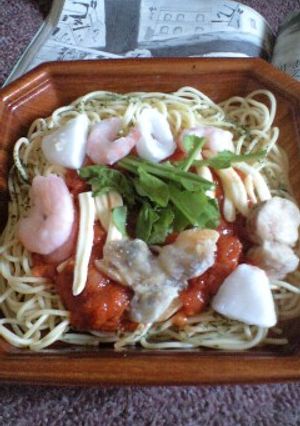 シーフードミートソースパスタ添え-レシピのメイン写真