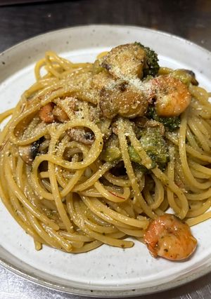 エビとホタテのアヒージョ風ジェノベーゼ-レシピのメイン写真