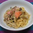 秋鮭ときのこの味噌クリームパスタ
