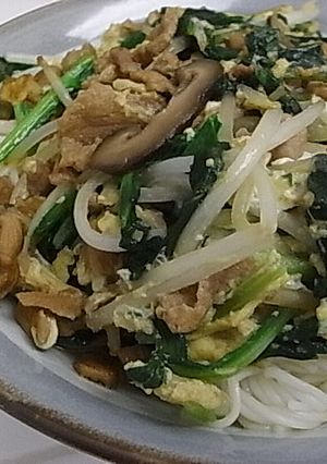 そうめん。豚ひき肉と野菜の卵とじ乗せ~-レシピのメイン写真